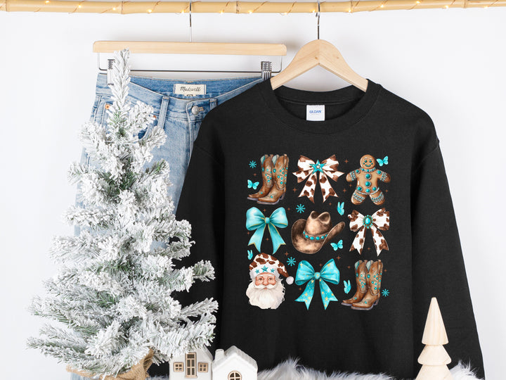 Western Turquoise Christmas Graphic Tee and Crewneck