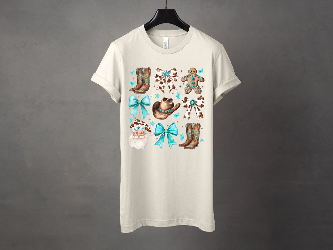 Western Turquoise Christmas Graphic Tee and Crewneck