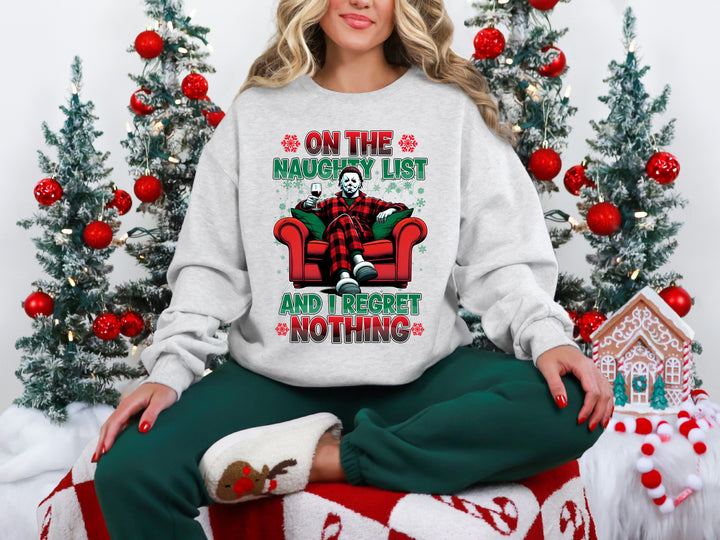 Naughty List and I Regret Nothing Graphic Tee and Crewneck